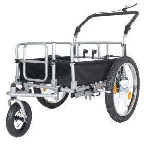 3-in-1 Heavy-Duty Bike Cargo Trailer - Upgraded 20"x2.6" Wide Fat Tires, 150lbs Capacity, Steel Frame, Convertible Stroller & Pull Cart w/Suspens