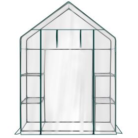 Mini Walk-in Greenhouse with PVC Cover, 4-Shelf Indoor Outdoor Plant Gardening Green House for Garden Backyard, 56" x 29" x 77", Transparent